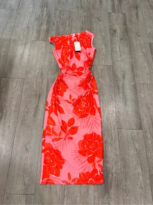 PRETTYGARDEN Red Floral One-Shoulder Maxi Dress thumbnail 3