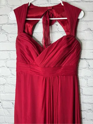Amsale Elegant Red Halter Maxi Dress - Classic Evening Style size 10 thumbnail 4