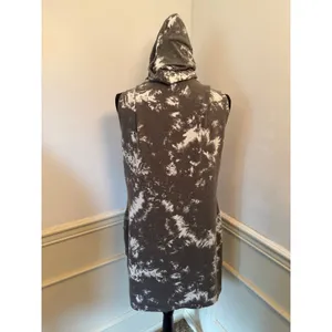DREW Sofia Faded Black Tie Dye Hoodie Dress Mini Tunic Tank Acid Wash Sleeveless thumbnail 4