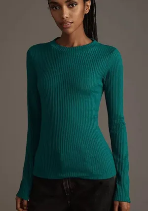 Anthro Pilcro Sheer Layering Top NWT Medium Green Jade thumbnail 1