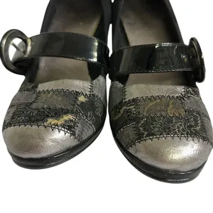 BKE Black Patent Leather Patchwork Buckle 3.5 Inch Heels Womens Shoes 8.5 thumbnail 4
