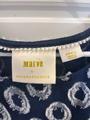 Maeve Anthropologie Navy Textured Sleeveless Mini Dress Small thumbnail 2