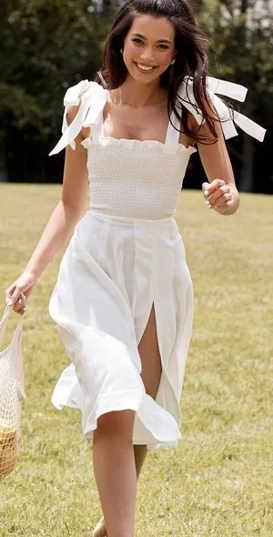 House Of CB Carmella WHITE SHIRRED MIDI SUNDRESS. thumbnail 4