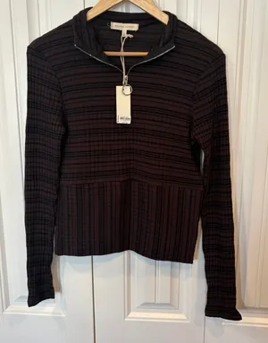 Gilded Intent Brown And Black Stripe Top Size‎ Large thumbnail 1