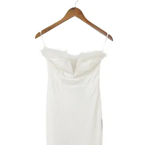 Lulus Extraordinary Glam White Feather Strapless Mermaid Maxi Dress size S NWT thumbnail 5