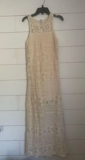 Crochet You Love Me Beige Crocheted Sleeveless Maxi Dress BB Dakota by Steve thumbnail 6