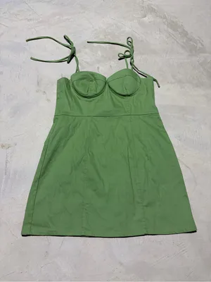 Majorelle Green Kami Tie-Shoulder Mini Dress large thumbnail 2