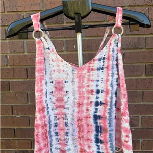 Sadie & Sage Coral Navy Tie Dye Tank Top Cami Flowy V-Neck Womens Size Medium thumbnail 4