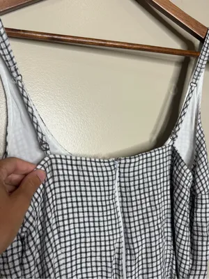 Abercrombie & Fitch 90s Gingham Print Linen Blend Mini Dress thumbnail 9