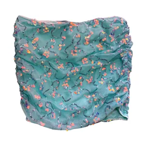NWT MakeMeChic Aqua Sequin Mesh Micro Skort Mermaid Festival XS thumbnail 2