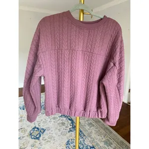 A New Day Quilted Cable Knit Sweatshirt Quiet Luxury Parisian Cozy Pullover Y2K thumbnail 3