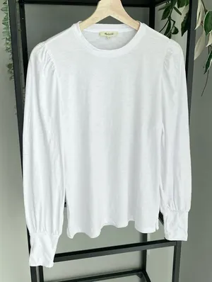 Madewell Long Sleeve Slub Tee with Smocked Cuff thumbnail 1