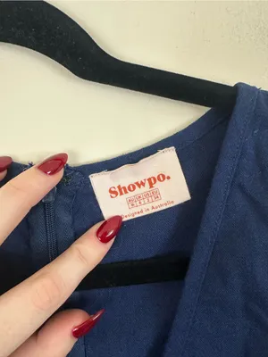 Showpo Sleeveless Navy Wrap Jumpsuit Linen Side Button Size 2 Women's thumbnail 3