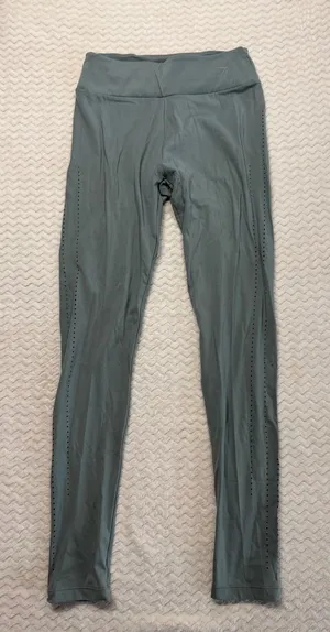 Gymshark Energy Seamless Leggings Sage Green Laser Cut Eyelet Medium GLLG3227 thumbnail 1