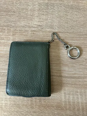 Card Wallet with Key Ring - Olive Green & Brown thumbnail 2