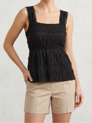 Y2K Max Studio Women’s Black Lace Tiered Ruffle Sleeveless Babydoll Top Shirt S thumbnail 1