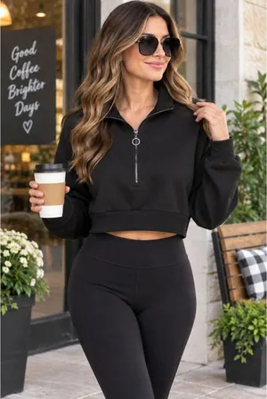 Victoria's Secret Womens XXL Black Quarter Zip Fleece Pullover Sweatshirt 2XL thumbnail 1