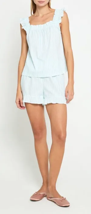 Few Moda kourt Aura Two-Piece Pajama Set -‎ Size M - Mint Stripe - NWT thumbnail 1