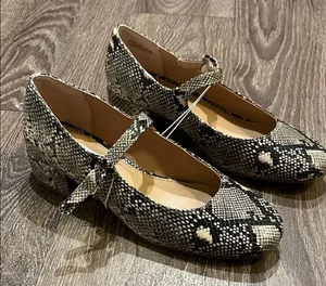 Steve Madden Black and White Jodee Snakeskin Flats thumbnail 1