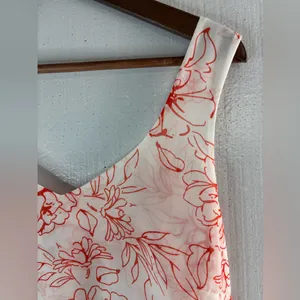 CAbi M Wide Strap Sketch Floral Tank Top in Orange on White thumbnail 2