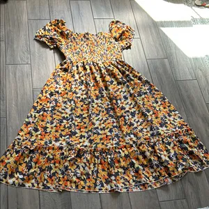 Floral Maxi Dress in Orange and Yellow thumbnail 1