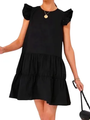 Pomander Place by Tuckernuck Black Corrine Flutter Sleeve Mini Dress Women Small thumbnail 1