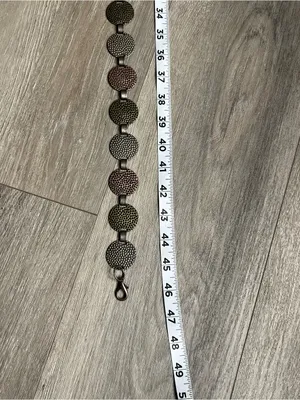 Vintage Mixed Metal Textured Disc Link Chain Belt Boho Adjustable Statement thumbnail 5