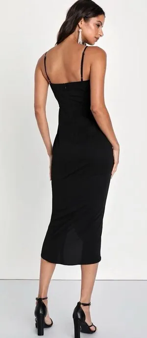 LULU’S Reinette Black Midi Dress thumbnail 2