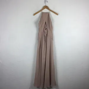 ASOS Design Bridesmaid Pink Blush Pinny Ruched Bodice Chiffon Maxi Dress Size 2 thumbnail 15