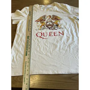 Queen Women Beige T-Shirt Graphic Logo Casual Crewneck Pullover‎ Short Sleeve XL thumbnail 3