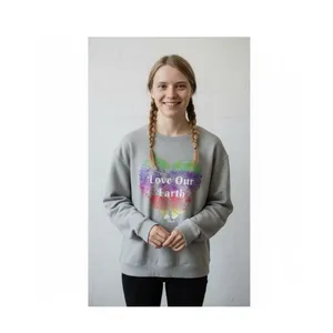 EcoThreads Love Our Earth Gray Rainbow Heart Sweatshirt XL Eco Graphic Pullover thumbnail 10