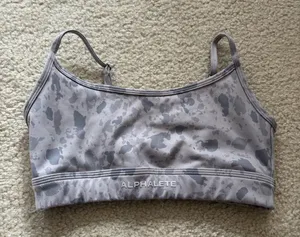 Alphalete Light Gray Camo Thin-Strap Sports Bra thumbnail 1