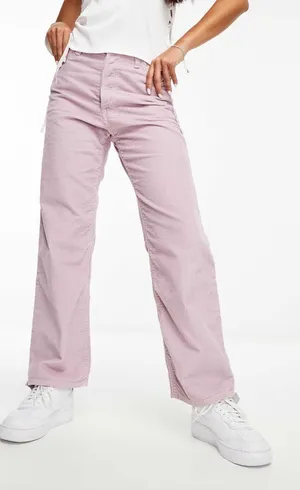 Levi's Premium Ribcage Straight Cord Ankle Jeans Pink Corduroy Pants Size 24 thumbnail 1