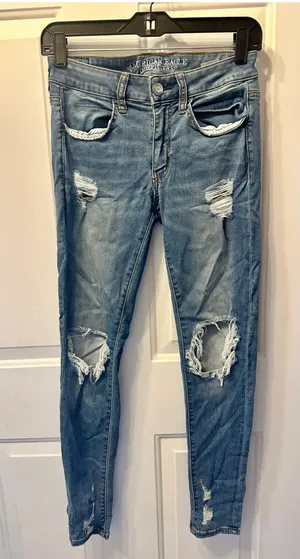 American Eagle Light Wash Jeggings Super Super Stretch 6 thumbnail 1