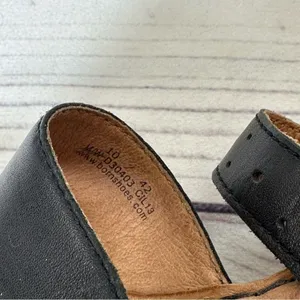 BORN Cork 3” Wedge Heel Strappy Slip-On Black Leather Sandals Sz‎ 10 Platform thumbnail 8