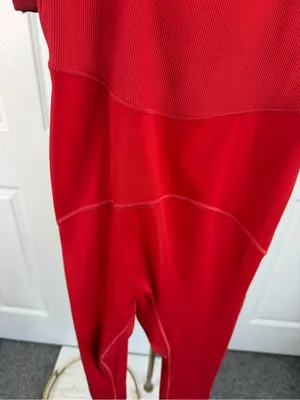 Free People Movement Red Capri Jumpsuit Romper Size S thumbnail 5