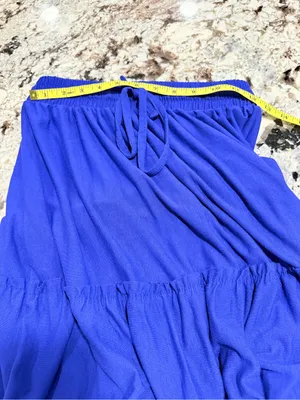 Zenana Blue Tiered Maxi Skirt Small Drawstring Boho Peasant thumbnail 5