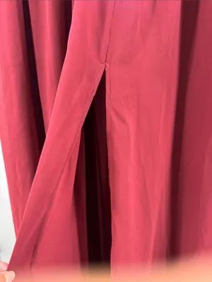 Lulus Lost in the Moment Burgundy Maxi Dress side slit S flutter sleeve bridesmaid thumbnail 11