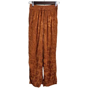 L*Space In Your Dreams Pajama Set size S in Amber Palm Jacquard Satin Lounge thumbnail 3