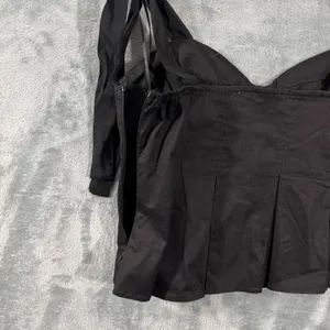 Hyacinth House Black Bustier Pleated Ophelia Top Tie Shoulder Size L thumbnail 10