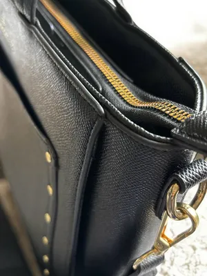 London Fog Black Studded Tote Bag Crossbody Work Laptop Satchel Purse thumbnail 4