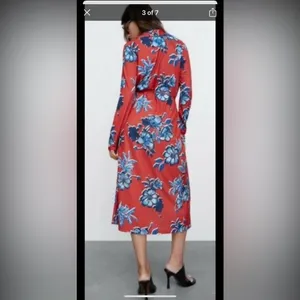Zara Floral button‎ down midi dress size S thumbnail 2