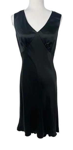 Valerie Stevens 10 Black 100% Silk Slip Dress 90s Minimalist Quiet Luxury Goth thumbnail 1