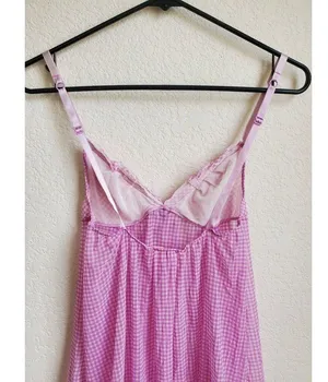 Victoria's Secret Babydoll Women Medium Bow Slip Semi Sheer Cami Pink Silky Trim thumbnail 7