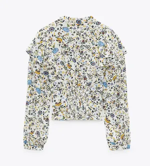 ZARA Printed Blouse with Bow thumbnail 5