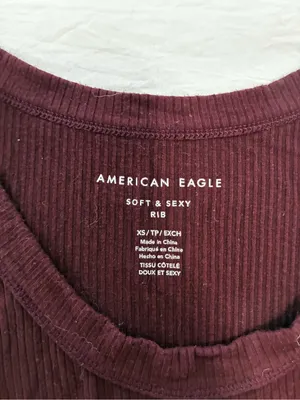American Eagle Outfitters Ribbed Tank Top - Burgundy thumbnail 2