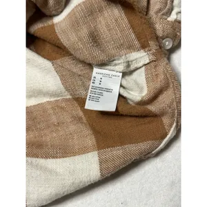 American Eagle Brown White Plaid Button Up Flannel Shirt Size Medium 100% Cotton thumbnail 8