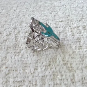 Silver and Turquoise Cactus Ring Size 8.5 thumbnail 5