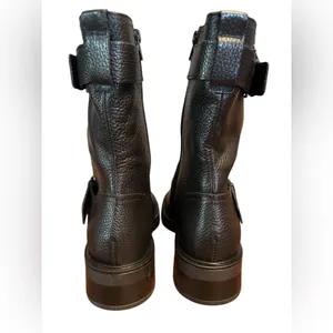 Steve Madden women’s Nolan boots black silver buckle moto Size 10 runs small NIB thumbnail 2