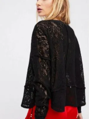 FREE PEOPLE Womens Top Not Cold In This Long Sleeve Soft Black Size S thumbnail 11